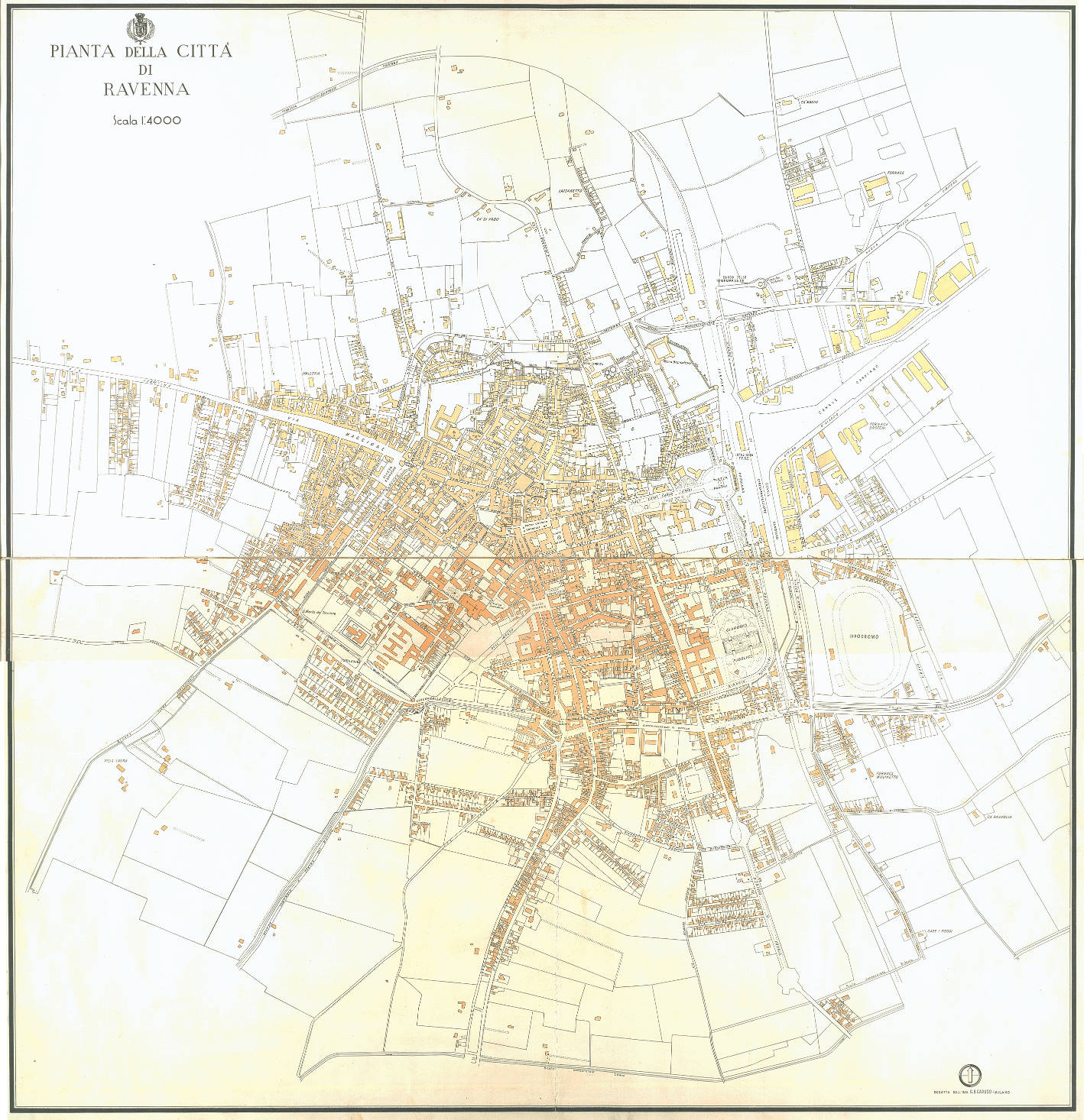 Pianta della città di Ravenna
autore: G.B. Caruso
Scala 1:4000
data: ante 1945