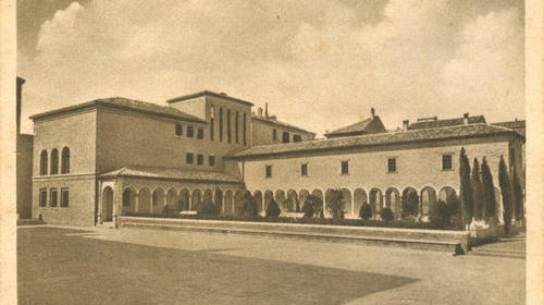 Casa Oriani e l’annesso porticato in una cartolina del 1938