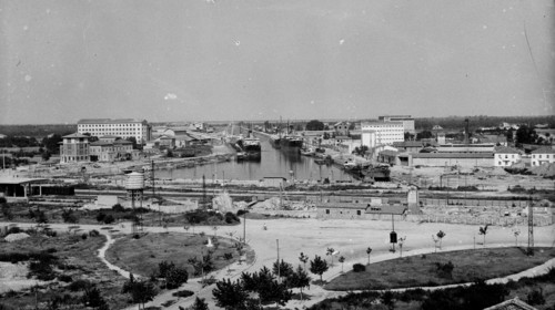 Umberto Trapani, Veduta della Darsena e della stazione ferroviaria (copyright Biblioteca Classense)